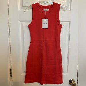 Everlane The Ribbed Mini Dress in Coral Fitted Tank Dress size XS NWT